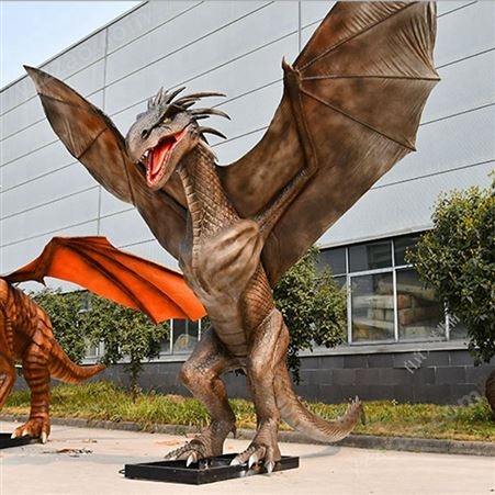 景区商场游乐园大型仿真飞龙西方怪兽模型会动会喷火的恐龙