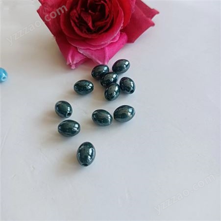 橄榄托玛琳锗石粒 椭圆锗石远红外鸭蛋形上釉彩色负离子长圆珠