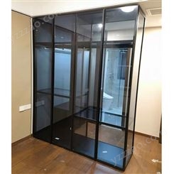 定制透明玻璃门金属衣柜 卧室铝合金玻璃衣柜 衣橱 晨宇馨w0061