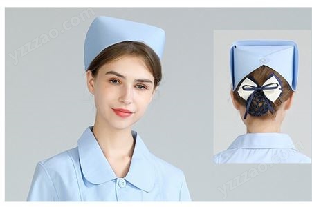 白色护士长帽加杠双斜杠护士帽粉色蓝色护士燕尾帽 亿奥服饰
