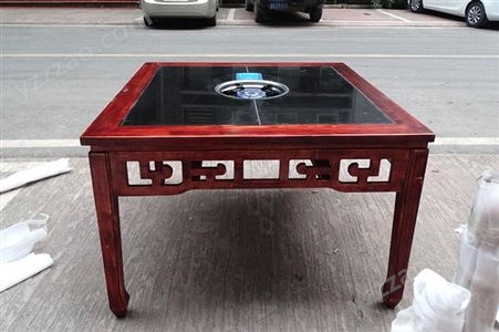 木桌架大理石桌面天然气火锅桌