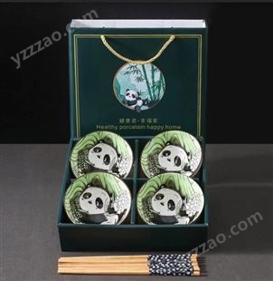 熊猫碗筷餐具成都瓷碗套装开业送礼回礼活动礼品定LOGO