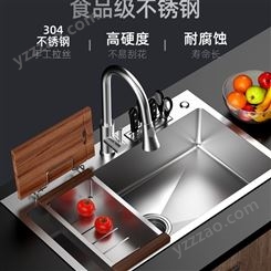 贝尔通加厚304不锈钢水槽洗菜盆单槽厨房水池洗碗槽家用大洗碗池