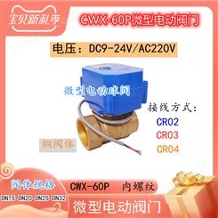 CWX-60P微型电动球阀铜阀水阀24V220V可长时间通电CR04 CR03 CR02