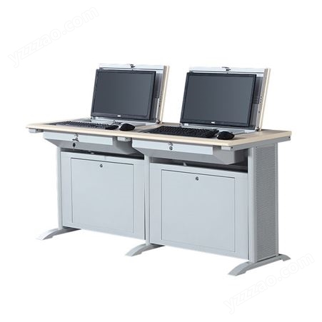 翻转电脑桌 半嵌入式隐藏桌 电教室培训桌 学校教室机房学生桌
