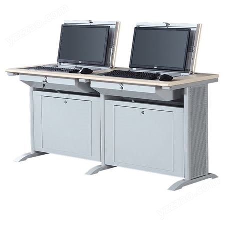 翻转电脑桌 半嵌入式隐藏桌 电教室培训桌 学校教室机房学生桌