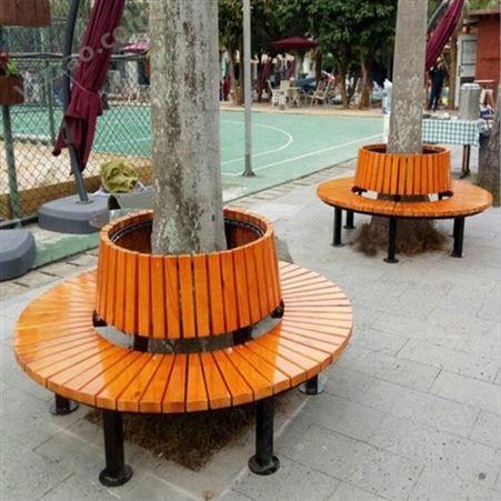 树池凳定制   防腐木圆形组合椅  户外公园坐凳座椅  商场花坛座椅花箱