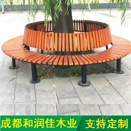 树池凳定制   防腐木圆形组合椅  户外公园坐凳座椅  商场花坛座椅花箱