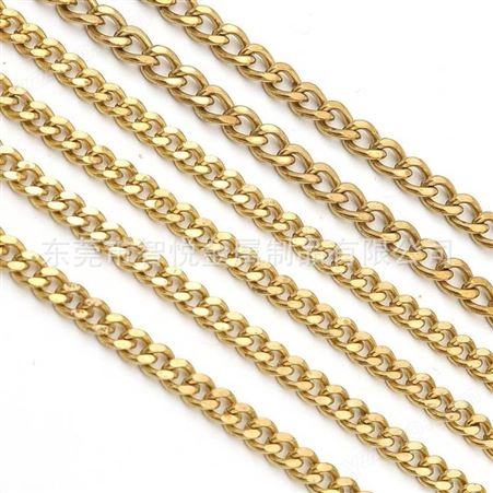 黄铜切平面细款扭链条通用常规首饰半成品配件小批量来图订购加工