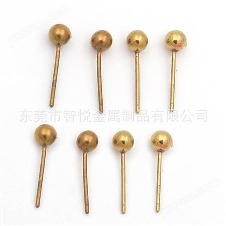 黄铜实心圆珠焊常规通用耳环饰品铜胚配件可代客抛光电镀订购