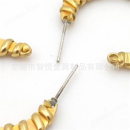 黄铜倒模月牙绕线耳环简约流行铜耳圈半成品配件代客抛光电镀订购