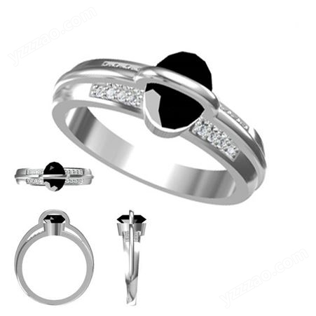304钛钢戒指设计男士流行简约饰品镶嵌黑玛瑙不锈钢戒子饰品订购