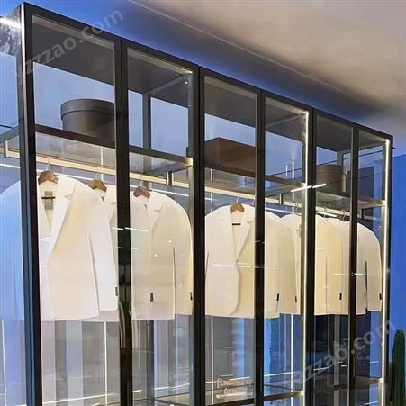 铝合金玻璃柜 轻奢极简落地展示架时尚简约置物架定制玻璃衣柜子