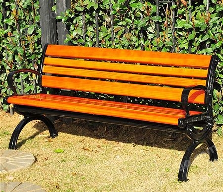 庭院园林公园椅户外不锈钢长椅防腐塑木实木长条凳铁艺座椅
