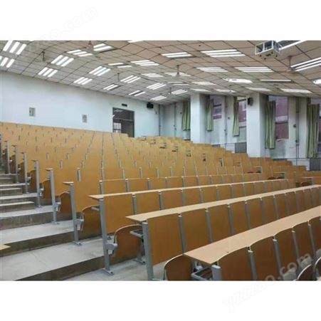 大学阶梯教室排椅铝合金实木固定课桌椅自动翻板报告厅会议椅